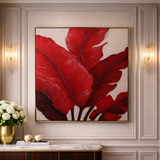 Crimson Botanica – Hand-Textured 3D Leaf Art Wall Panel