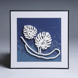 Blue Horizon Leaves – Modern Layered Wall Art