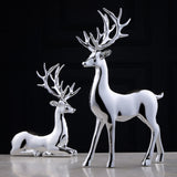 Harmony of Grace – Silver Deer Sculpture Duo