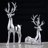 Harmony of Grace – Silver Deer Sculpture Duo