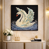 Opaline Swan – Crystal & Pearl Embellished Wall Art