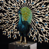 Imperial Peacock - Metallic Sculpture with Acrylic Pedestal