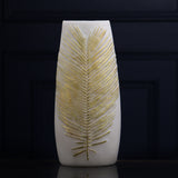 Golden Frond – Hand-Embellished Stone Vase