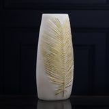 Golden Frond – Hand-Embellished Stone Vase