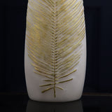 Golden Frond – Hand-Embellished Stone Vase