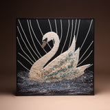 Celestial Swan – Hand-Embellished Crystal Wall Art
