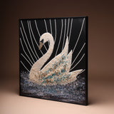 Celestial Swan – Hand-Embellished Crystal Wall Art