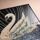 Celestial Swan – Hand-Embellished Crystal Wall Art