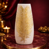 Golden Frond – Hand-Embellished Stone Vase