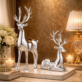 Harmony of Grace – Silver Deer Sculpture Duo
