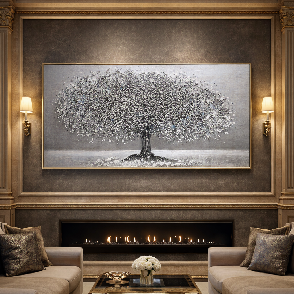 The Quiet Oak – Refined Mixed-Media Tree Artwork
