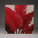 Crimson Botanica – Hand-Textured 3D Leaf Art Wall Panel