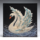 Opaline Swan – Crystal & Pearl Embellished Wall Art