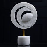 Eternal Orbit – Sculpted Stone Spiral with Gold Stem