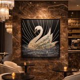 Celestial Swan – Hand-Embellished Crystal Wall Art