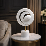 Eternal Orbit – Sculpted Stone Spiral with Gold Stem