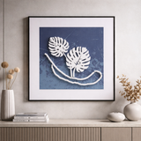 Blue Horizon Leaves – Modern Layered Wall Art